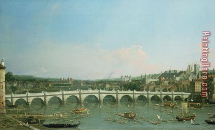 Canaletto Westminster Bridge from the North with Lambeth Palace in distance